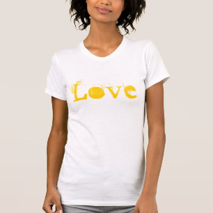 T-shirt Amour Vie En Or Blanc Vintage Et Bleu