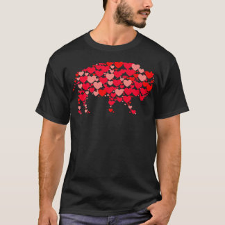 T-shirt Amoureux de Bison Mignon Amour Coeurs Animaux Coup