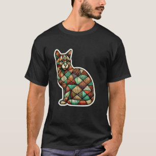 T-shirt Amoureux de chaton coloré Géométrie Mosaïque Style