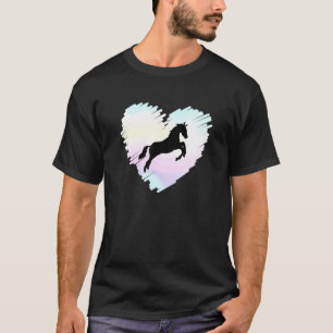 T-shirt Amoureux de cheval mignon cœur arc-en-ciel cavalie