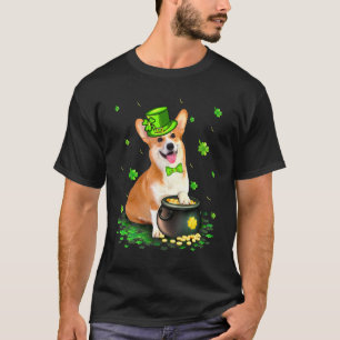 T-shirt Amoureux de chien Corgi mignon Shamrock Saint-Patr