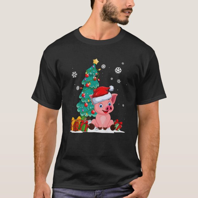 T-shirt Amoureux de cochon drôle mignon cochon chapeau de  (Devant)