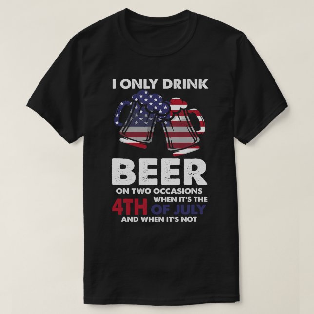 T-shirt Amoureux de la bière 4 juillet amusant Américain e (Design devant)