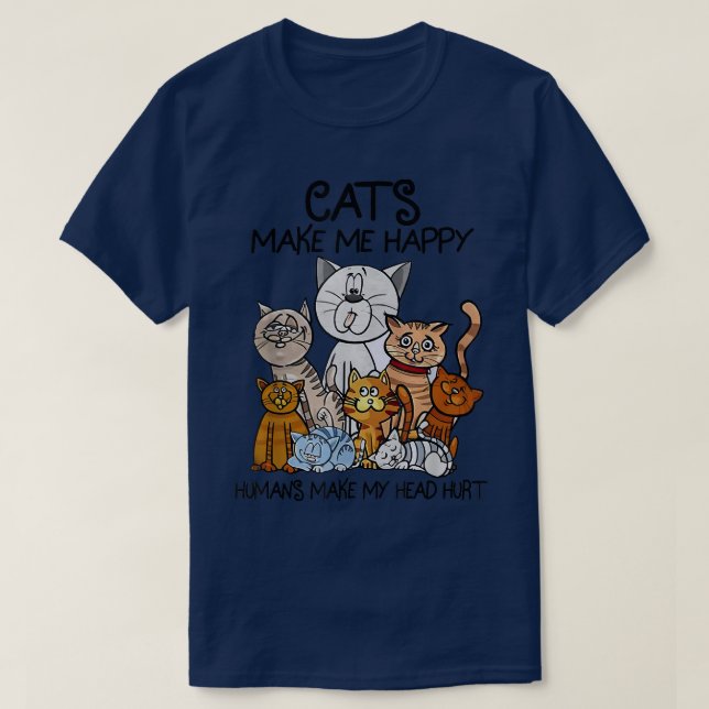 T-shirt Amoureux de les chats Chats Mignons Me Rendre Heur (Design devant)