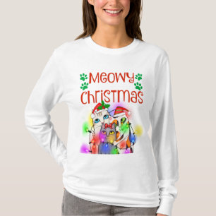 T-shirt Amoureux de les chats drôles de Noël outre de