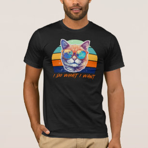T-shirt Amoureux de les chats Retro Vintage Je fais ce que
