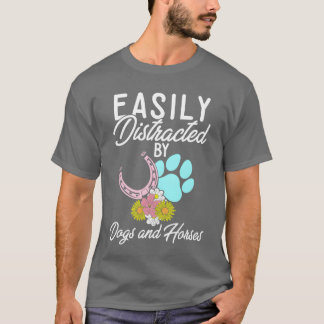 T-shirt Amoureux de les chiens Équestres Je Suis Facilemen