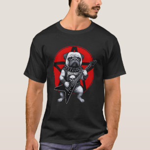 T-shirt Amoureux de Pug Heavy Metal Guitare Rock Chien
