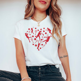 T-shirt Amoureux de Tennis Rouge Coeur