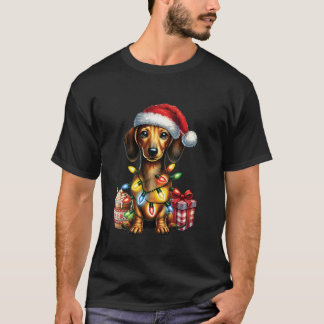 T-shirt Amoureux des animaux animaux Dachshund Chien Santa