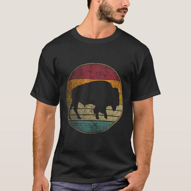 T-shirt Amoureux des animaux de bison rétro-Buffalo en dét (Devant)