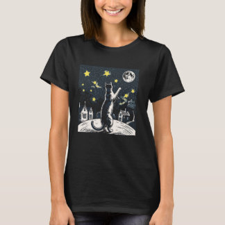 T-shirt Amoureux des chats atteignant les étoiles Lune Cie
