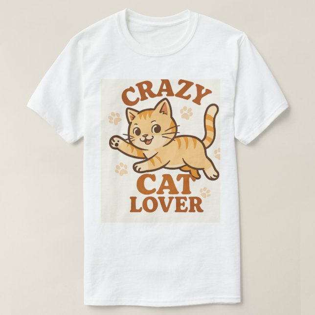 T-shirt Amoureux des chats CRAZY (Design devant)