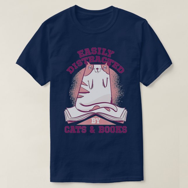 T-shirt Amoureux des chats De Chats Et Livres Facilement D (Design devant)