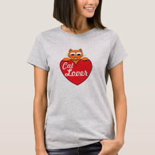 T-shirt Amoureux des chats Ginger Kitty au coeur rouge