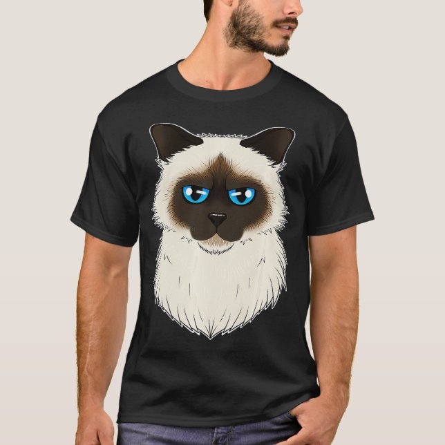 T-shirt Amoureux des chats I Chat Face I Birman Chat drôle (Devant)