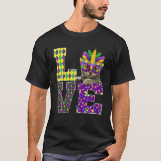 T-shirt Amoureux des chats I Love Mardi Gras Costume Masqu