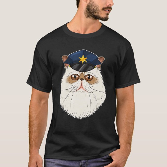 T-shirt Amoureux des chats I Policier I Police Himalayan C (Devant)