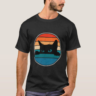 T-shirt Amoureux des chats noir rétro Vintage style mignon