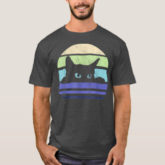 T-shirt Amoureux des chats noir Vintage style rétro Chats 