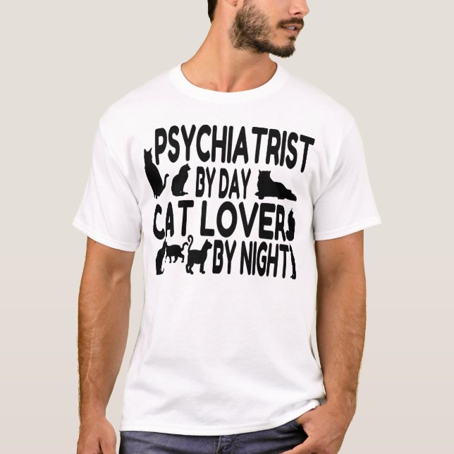 T-shirt Amoureux des chats psychiatre (Devant)