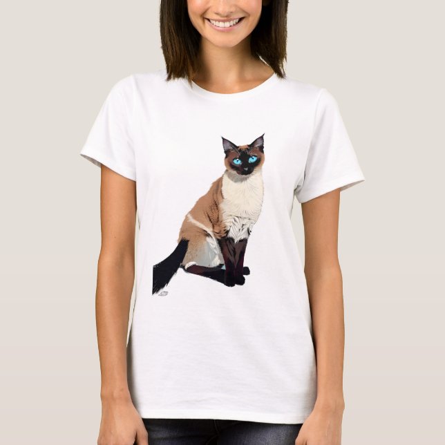 T-shirt Amoureux des chats Siamese Cat Art Electric Blue E (Devant)