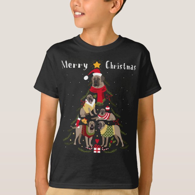 T-shirt Amoureux des chiens de Noël du Mastiff anglais (Devant)