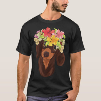 T-shirt Amoureux des chiens Floral Couronne animal chien r