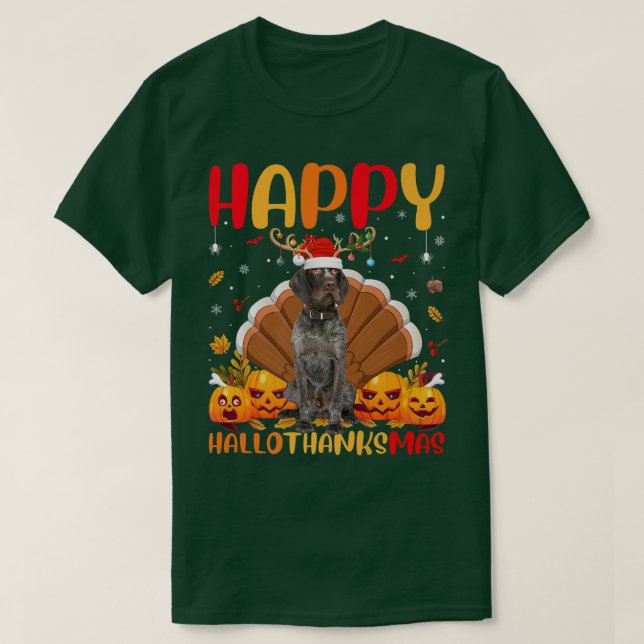 T-shirt Amoureux des chiens Happy Allemand À poils durs Po (Design devant)