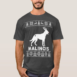 T-shirt Amoureux des chiens malinois Christmas Reindeer Ug