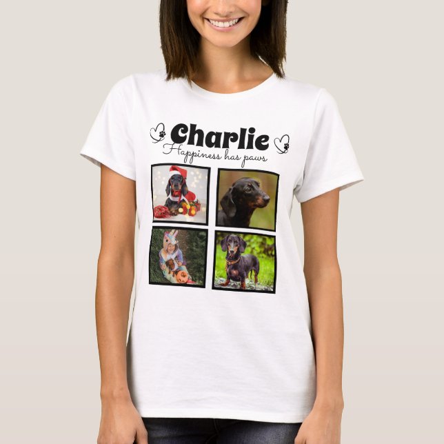 T-shirt Amoureux des chiens personnalisé 4 photo collage (Devant)