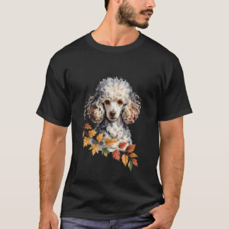T-shirt Amoureux des feuilles d'automne de chien caniche h