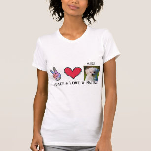 T-shirt Amoureux du Chien Maltais Paix Amour