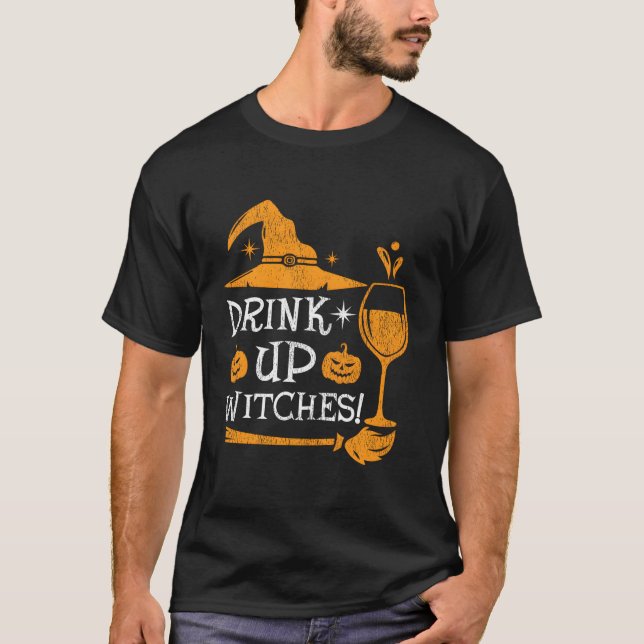 T-shirt Amoureux Du Vin Effrayant Boire Des Sorcières Hall (Devant)