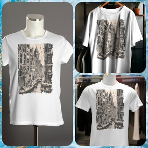 T-shirt Amsterdam Holland Vintage Canal Maisons Voyage