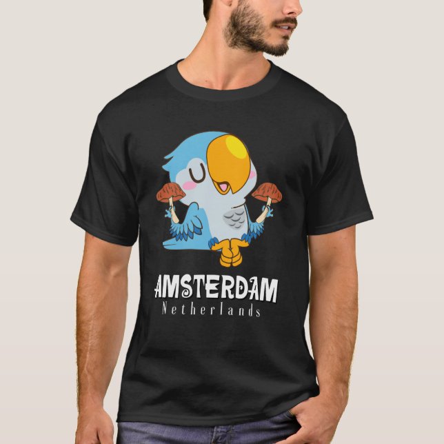 T-shirt Amsterdam Parakeet Mushroom Holland The Netherland (Devant)