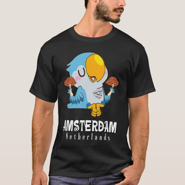 T-shirt Amsterdam Parakeet Mushroom Holland The Netherland (Devant)