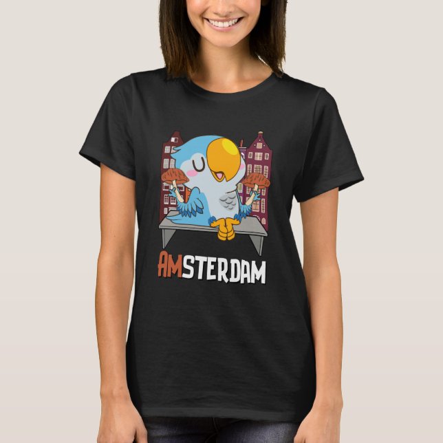 T-shirt Amsterdam Parakeet Mushroom Holland The Netherland (Devant)