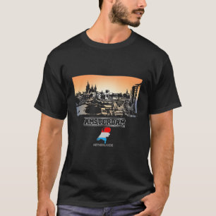 T-shirt Amsterdam Pays-Bas Skyline Vacances Souvenir Ci