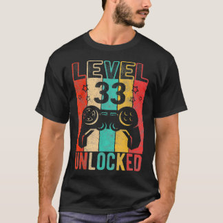 T-shirt Amusant 33e anniversaire niveau 33 déverrouillé, g