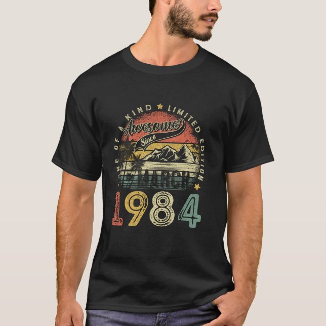 T-shirt Amusant 40 ans Vieux Mars 1984 Retro 40e anniversa (Devant)