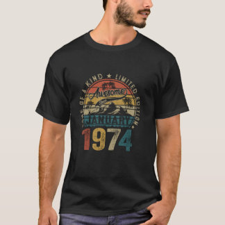 T-shirt Amusant 50 Ans Janvier 1974 Cadeaux Vintages 50e