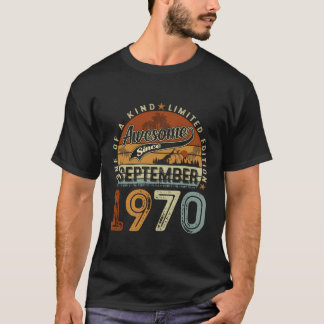 T-shirt Amusant 53 Ans Septembre 1970 Vintage 53E Birt