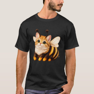 T-shirt Amusant Abeille Chat Mignon Animal Mème Amoureux