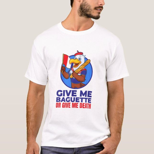 T-shirt Amusant Aigle français tenant Baguette, 14 juillet (Devant)