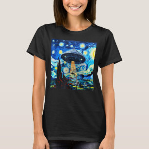 T-shirt Amusant Alien d'enlèvement OVNI Starry Night Art O