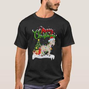 T-shirt Amusant Amoureux des animaux chèvre Noël Éclairage