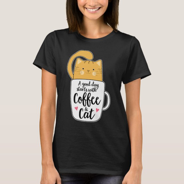 T-shirt Amusant Amoureux des chats de Mug de café orange (Devant)