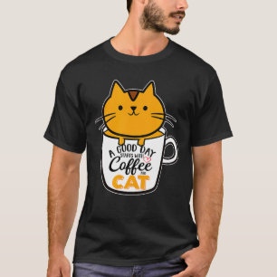 T-shirt Amusant Amoureux des chats de pâte à café orange (