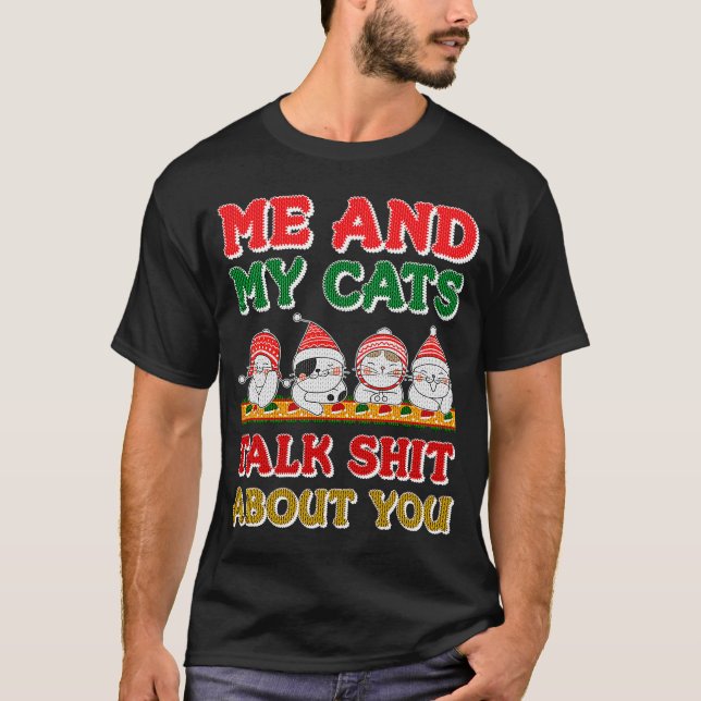 T-shirt Amusant Amoureux des chats laide style pull de Noë (Devant)